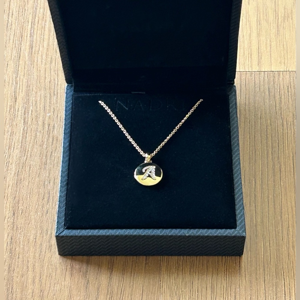 Nadri Nordstrom initial letter A pendant necklace gold 16”-18” NWT